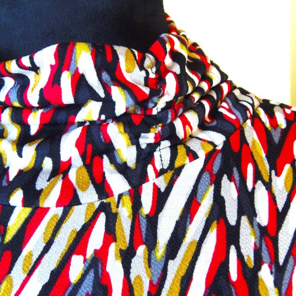 Susan Graver Plus Sz 3XL Abstract Long Sleeve Mock Neck Pullover Blouse - Picture 5 of 8